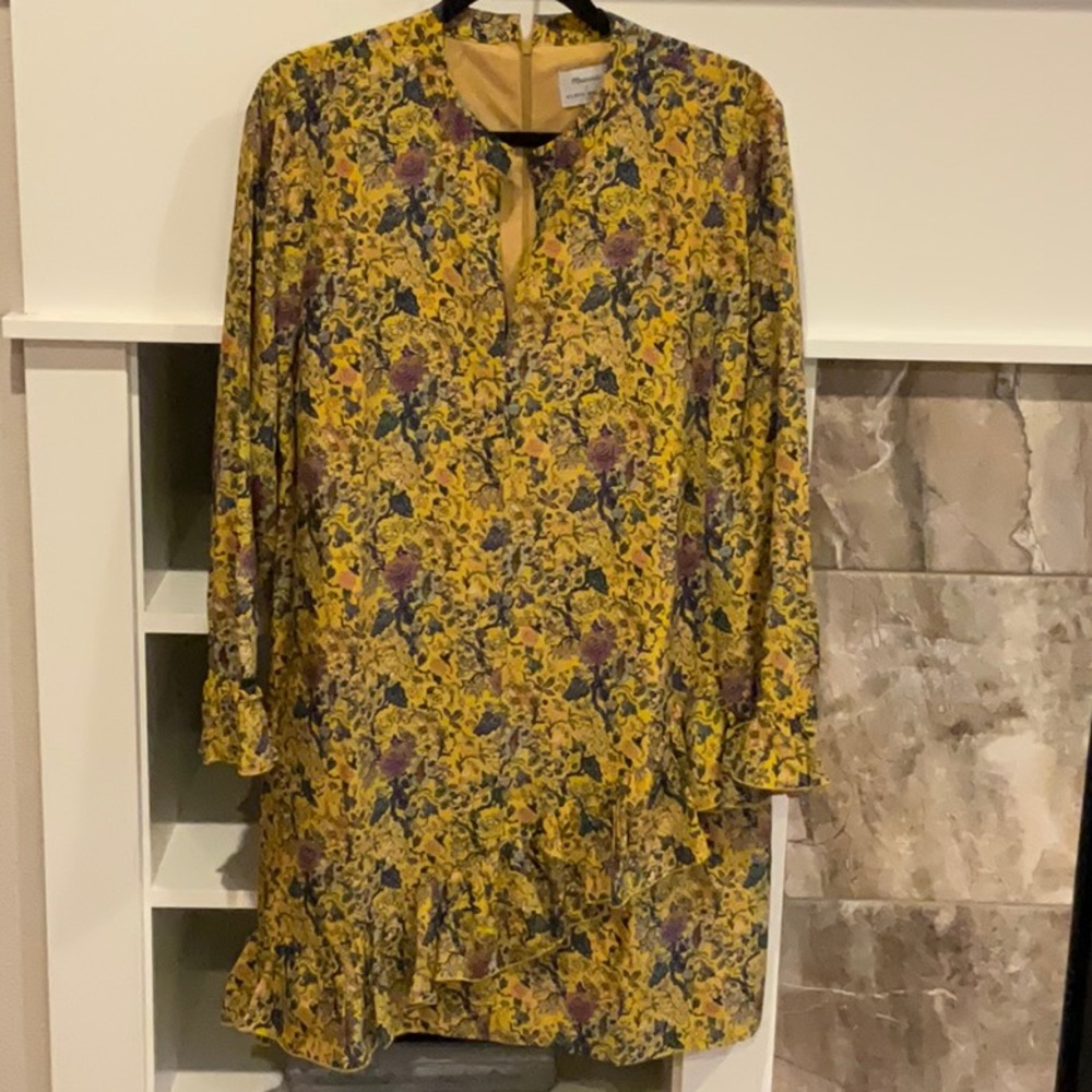 Madewell x Karen Walker Vibrant Silk Floral Long Sleeve Dress